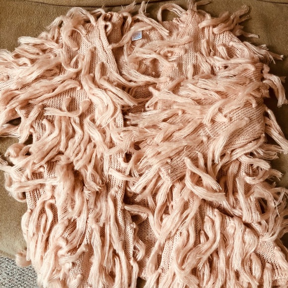 Fringe Sweater Cardigan- BLUSH - Picture 6 of 8